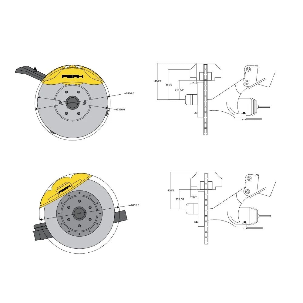 PEAK 4-Piston Forged Rear Brake Kit for Prado 250, Land Cruiser 300, and GX550