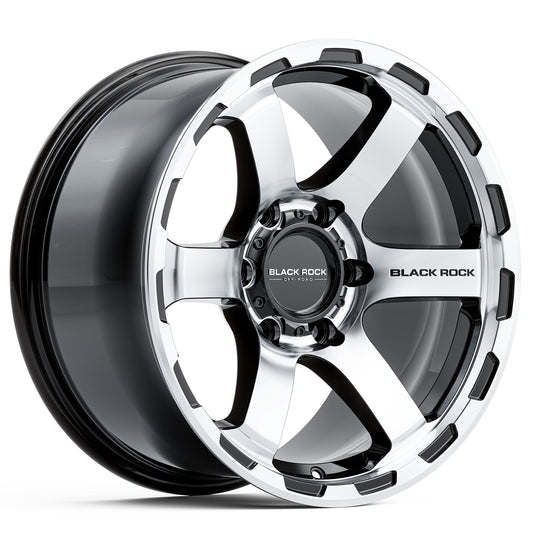 BLACK ROCK GRIP GLOSS BLACK MACHINED FACE 17X9 6X139.7