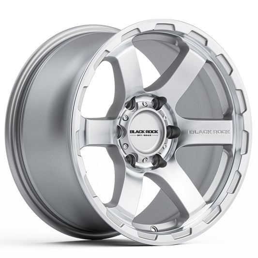 BLACK ROCK GRIP SILVER MACHINED 17X9 6X139.7