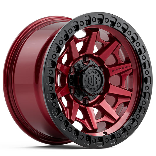 BLACK ROCK CAGE ILLUSION RED WITH BLACK RING 17X9 6X139.7