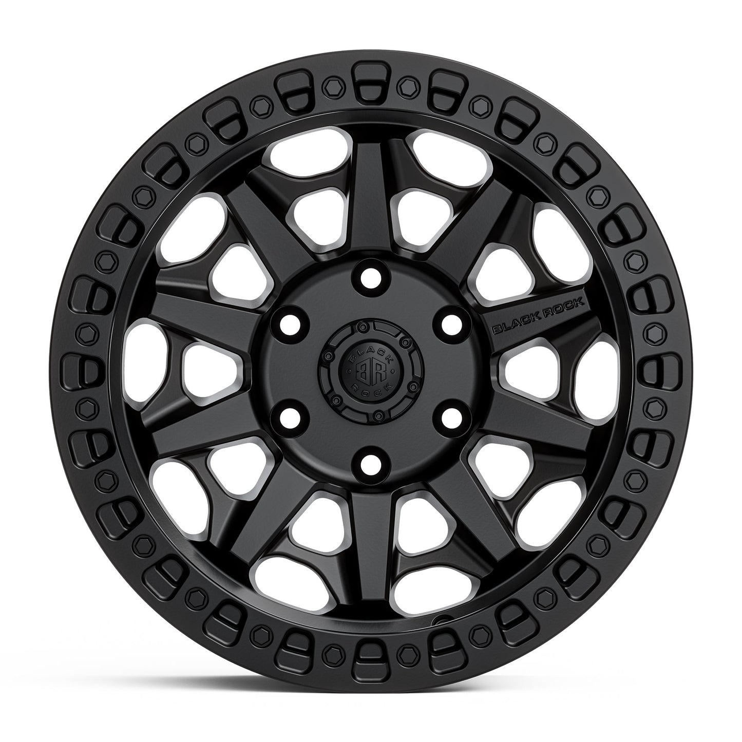 BLACK ROCK CAGE SATIN BLACK 17X8.