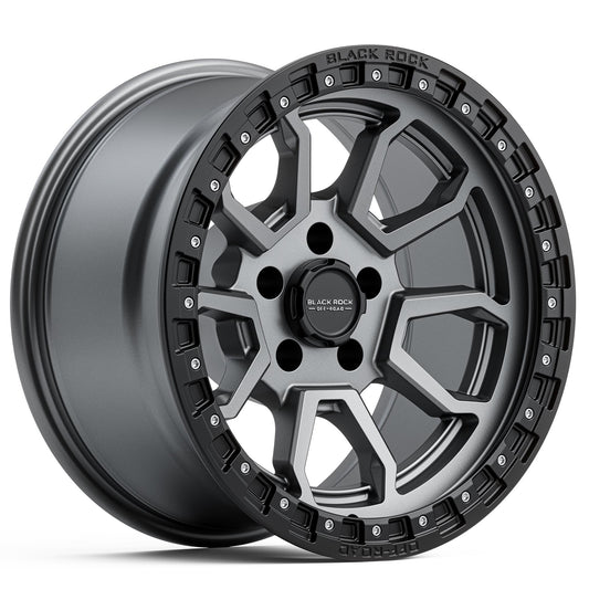 BLACK ROCK COBRA 5S GUNMETAL GREY BLACK RING 17X9 6X139.7