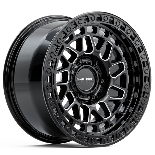 BLACK ROCK FURY GLOSS BLACK MILLED 17X9 6X139.7