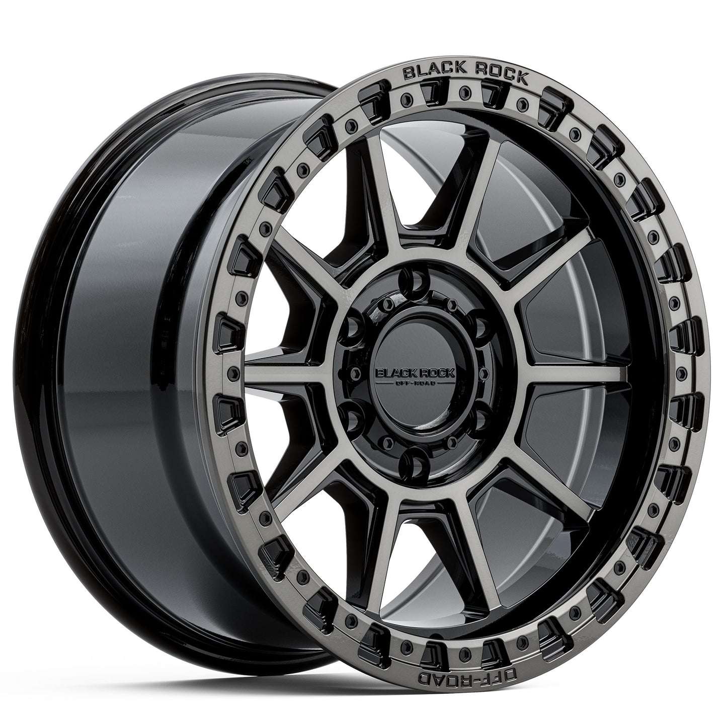 BLACK ROCK GUNNER GLOSS BLACK WITH DARK TINT 17X9 6X139.7