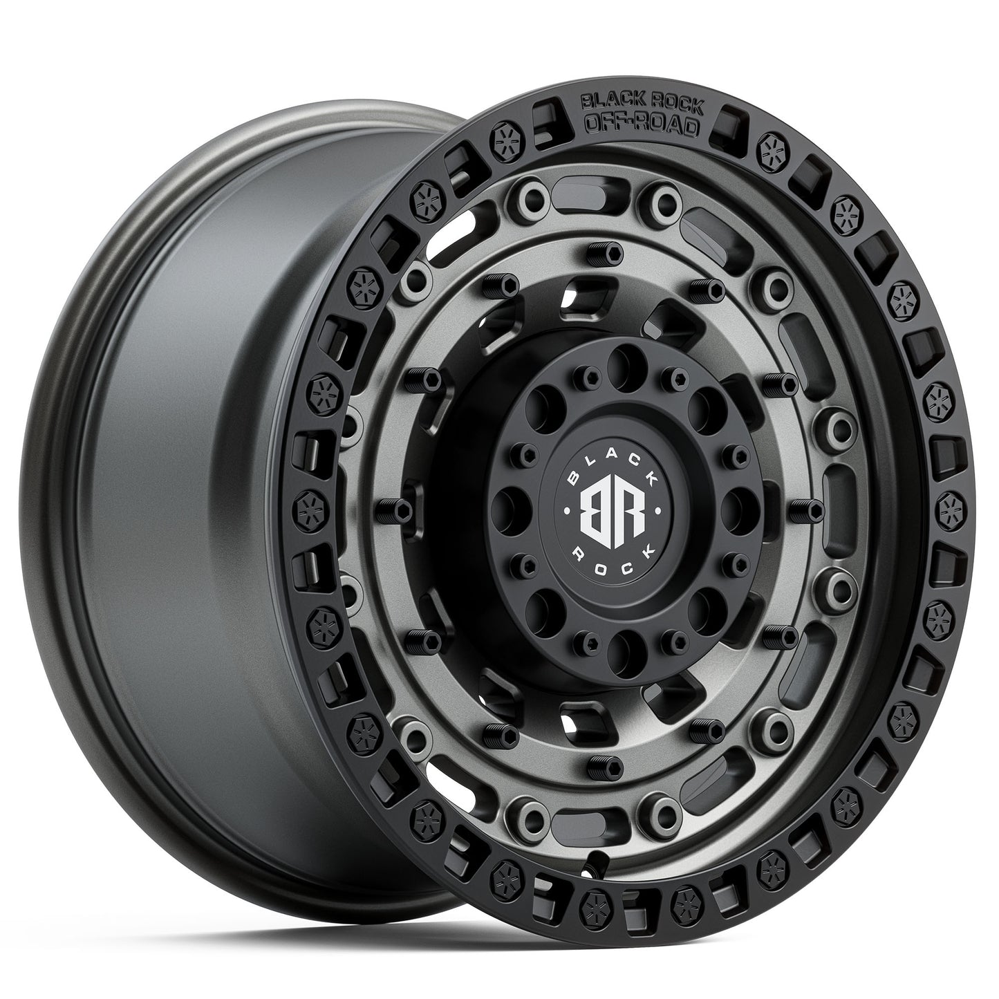 BLACK ROCK MILITARY GUNMETAL GREY WITH BLACK RING 20X9 6X139.7