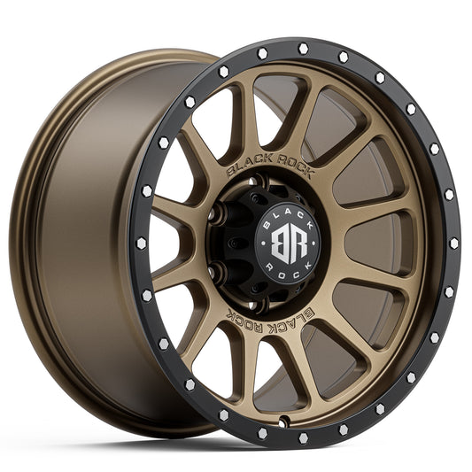 BLACK ROCK OMEGA DARK BRONZE WITH BLACK RING 17X9 6X139.7