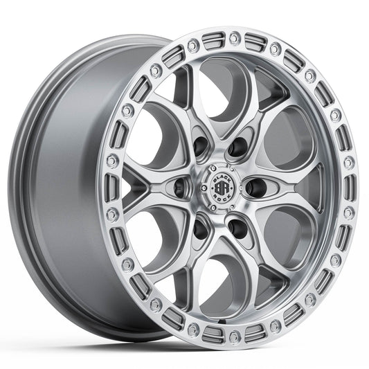BLACK ROCK BOLT SILVER MACHINED 18X8.5 6X139.7