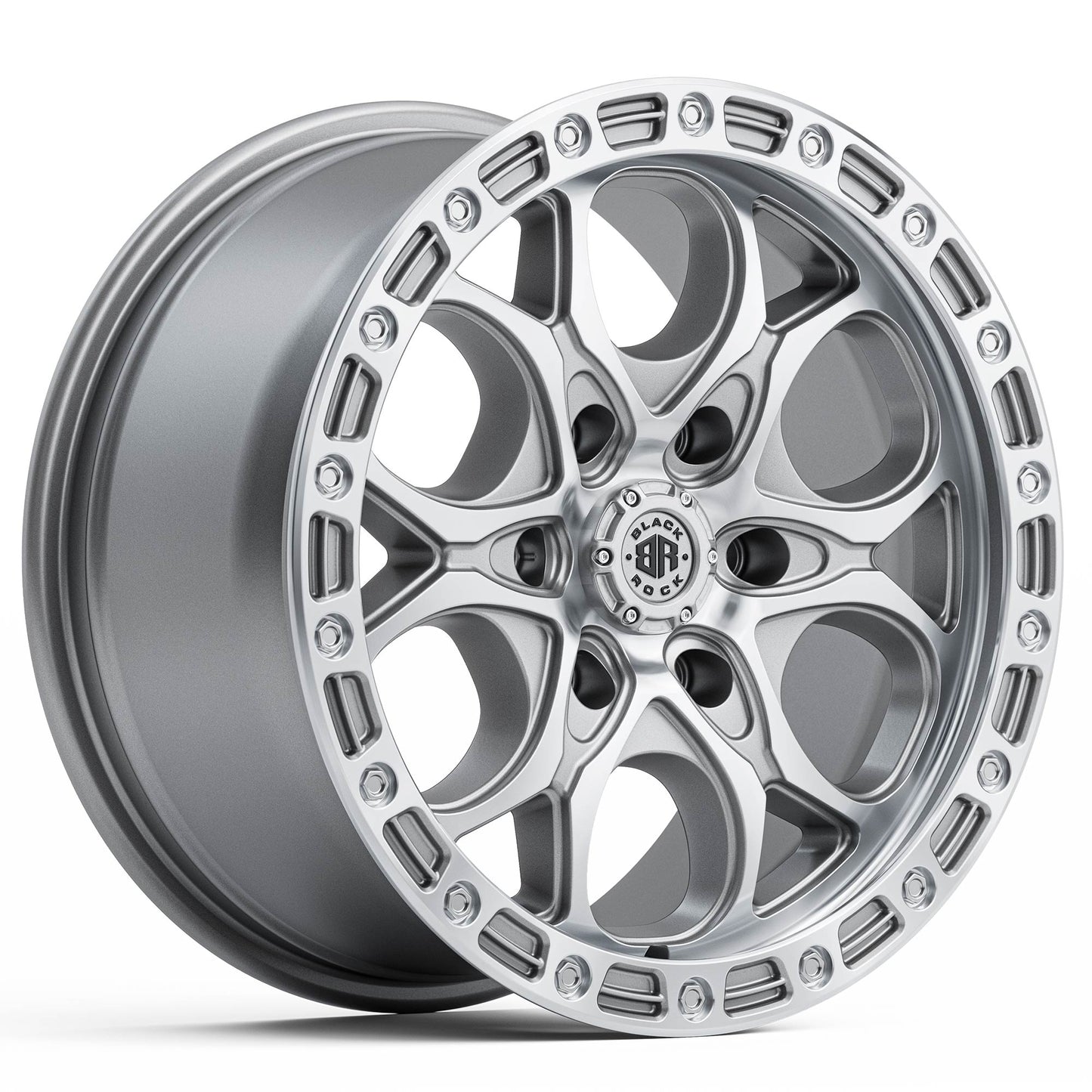BLACK ROCK BOLT SILVER MACHINED 17X8.5 6X139.7