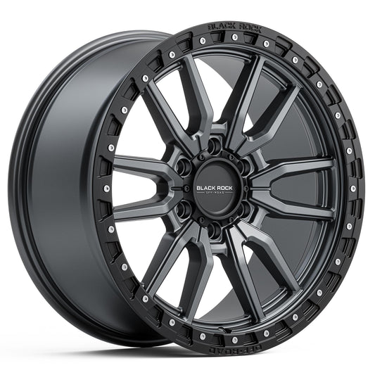 BLACK ROCK RAMBLER DARK GREY WITH BLACK RING 20X9 6X139.7