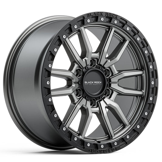 BLACK ROCK RAMBLER GUNMETAL GREY WITH BLACK RING 18X8.5 6X139.7
