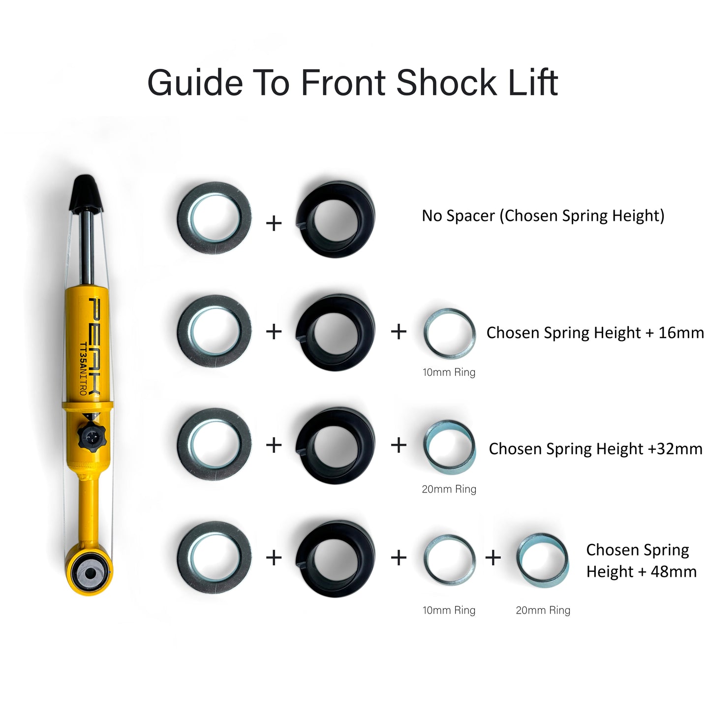 PEAK TT35A Nitro 4 Step Adjustable Shock Absorber FRONT (Each)