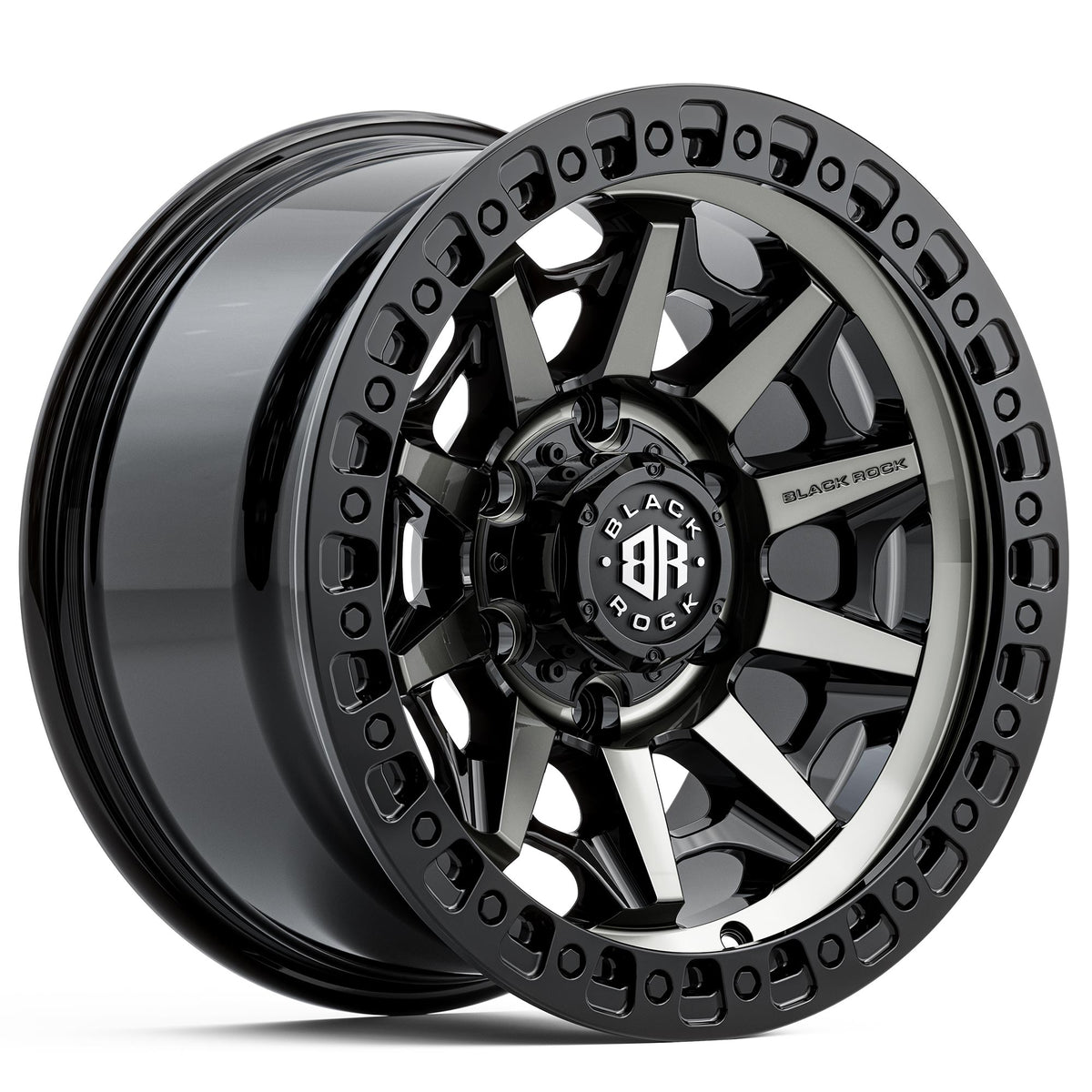 Black Rock Cage Gloss Black Tinted 17x9 6x139.7 wheel for Toyota Prado 250 and Lexus GX550