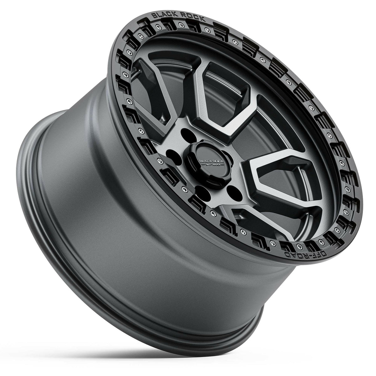 Black Rock Cobra 5S Gunmetal Grey Black Ring 17x9 wheel for KGM SsangYong Musso and Rexton, view 3
