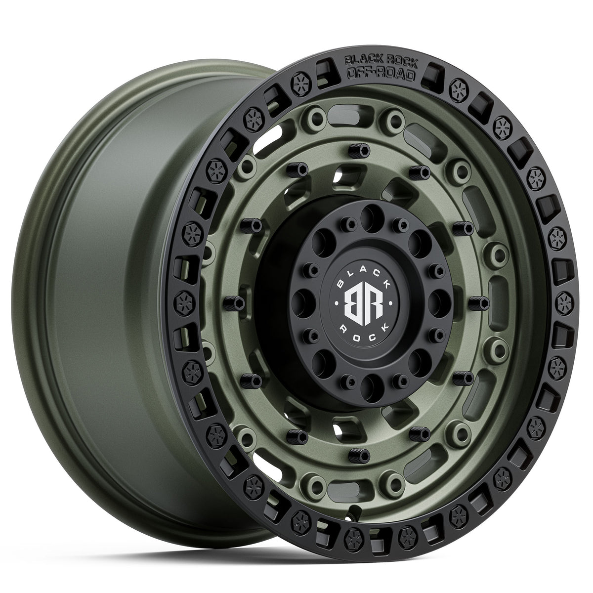 Black Rock Military Army Green with Black Ring 20x9 6x139.7 wheel for Toyota Prado 250 and Lexus GX550