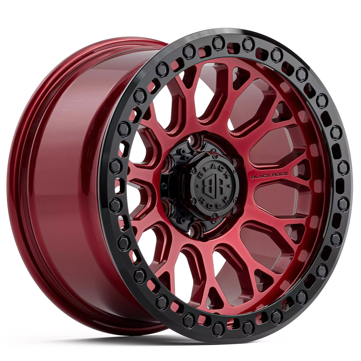 Black Rock Spider Illusion Red with Black Ring 17x9 6x139.7 wheel for Toyota Prado 250 and Lexus GX550