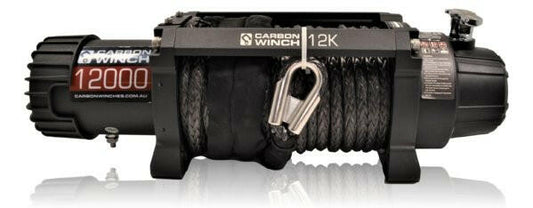Carbon 12K 12000lb Electric Winch With Black Rope & Hook VER. 2 - Carbon Offroad