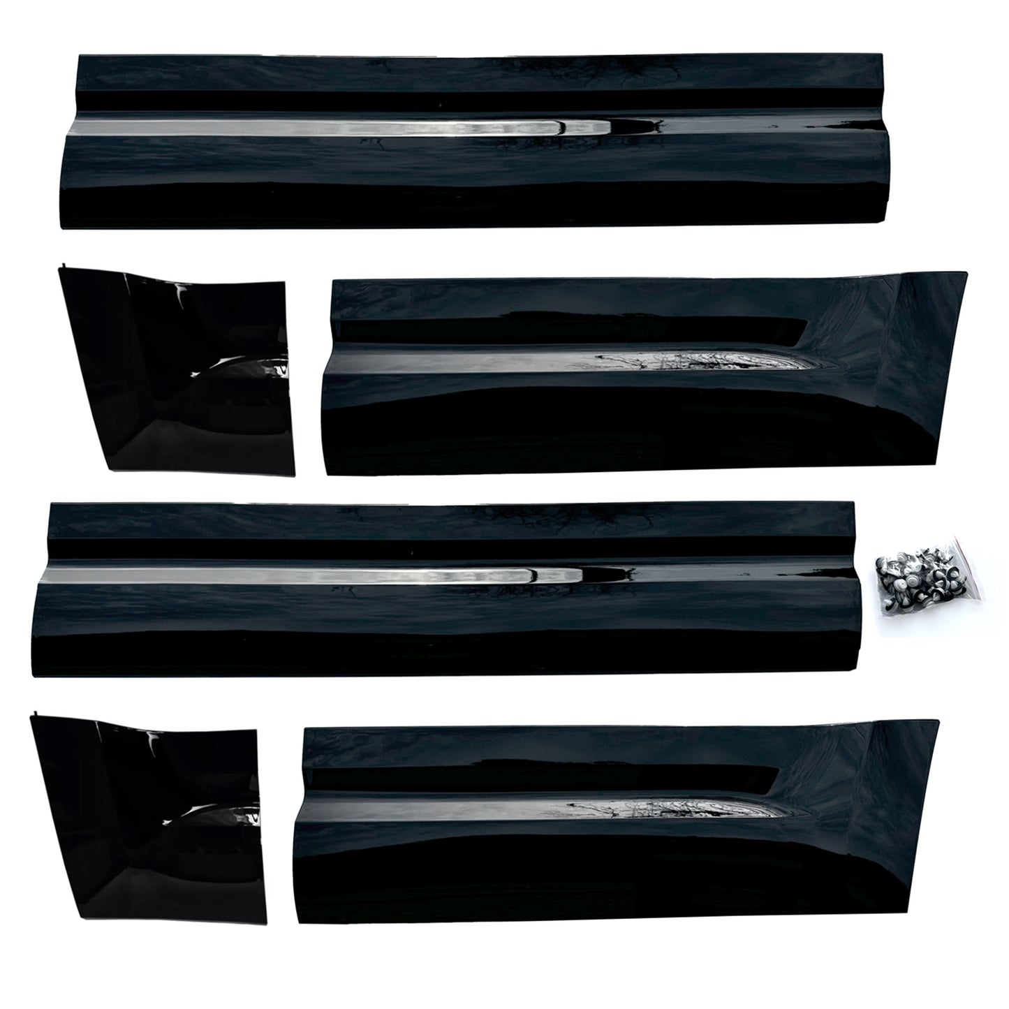 Gloss Black Side Door Moulding Skirt Trim Kit for Land Rover Defender 110 / 130 (L663)