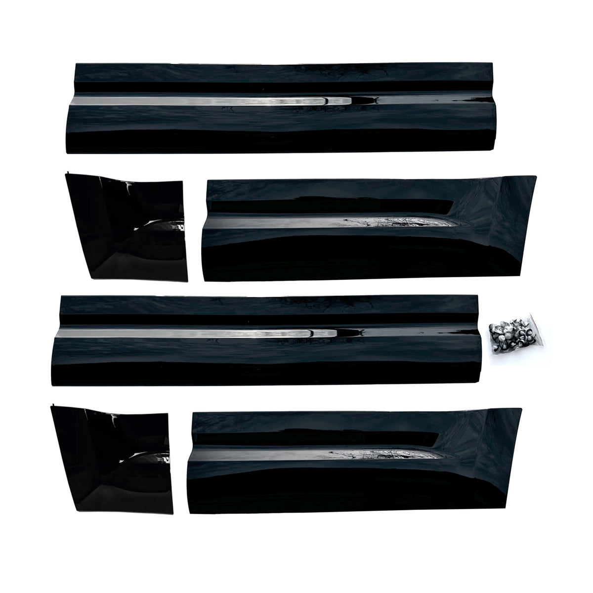 Gloss Black Side Door Moulding Skirt Trim Kit for Land Rover Defender 110 / 130 (L663)
