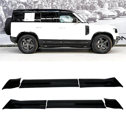 Gloss Black Side Door Moulding Skirt Trim Kit for Land Rover Defender 110 / 130 (L663)