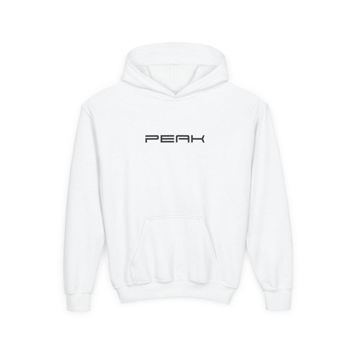 PEAK Kids Hoodie in White, front view