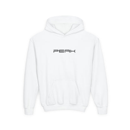 PEAK Kids Hoodie in White, front view
