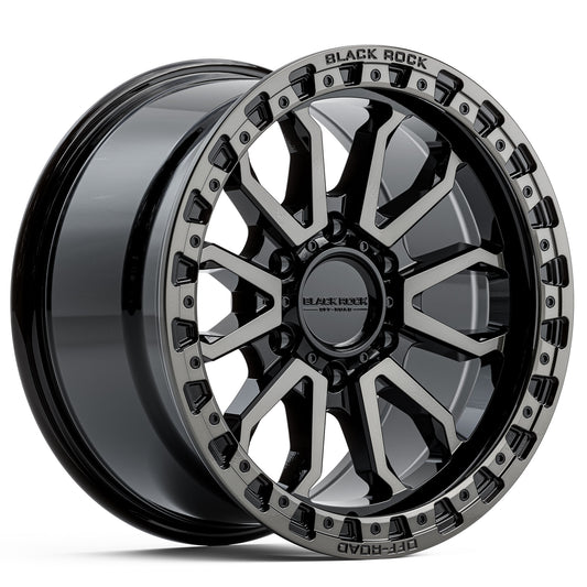 BLACK ROCK COBRA GLOSS BLACK WITH DARK TINT 17X9 6X139.7