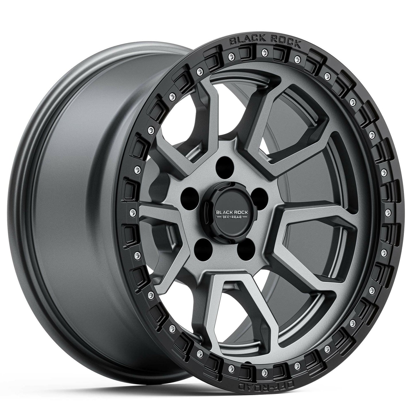 BLACK ROCK COBRA 5S GUNMETAL GREY BLACK RING 17X9.