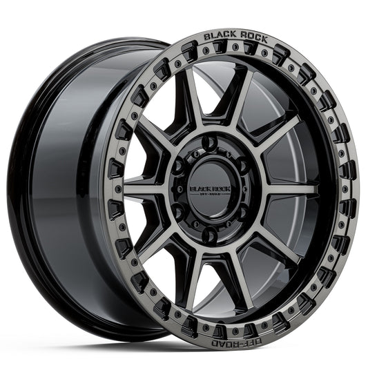 BLACK ROCK GUNNER GLOSS BLACK WITH DARK TINT 17X9 6X139.7