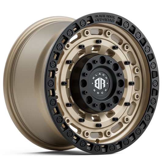 BLACK ROCK MILITARY SAND BRONZE WITH BLACK RING 17X9 6X139.7