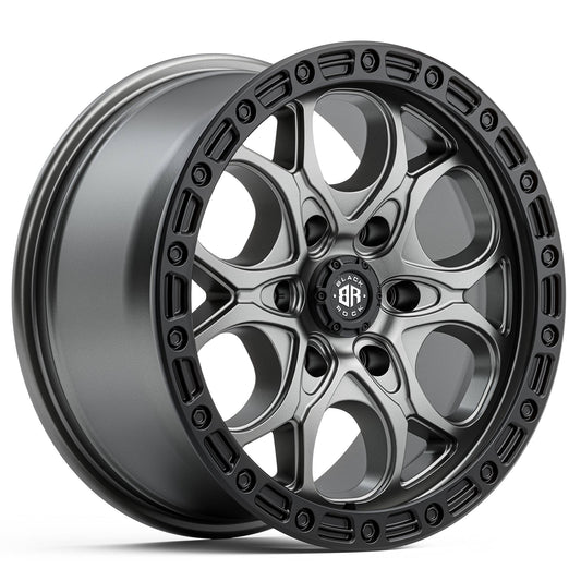 BLACK ROCK BOLT GUNMETAL GREY BLACK RING 18X8.5 6X139.7
