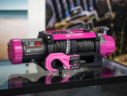 The Pink Carbon 12K - 12000lb Pink Winch With Pink Hook V3