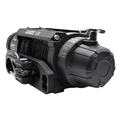 Carbon 12K 12000lb Electric Winch With Black Rope & Hook VER. 3.