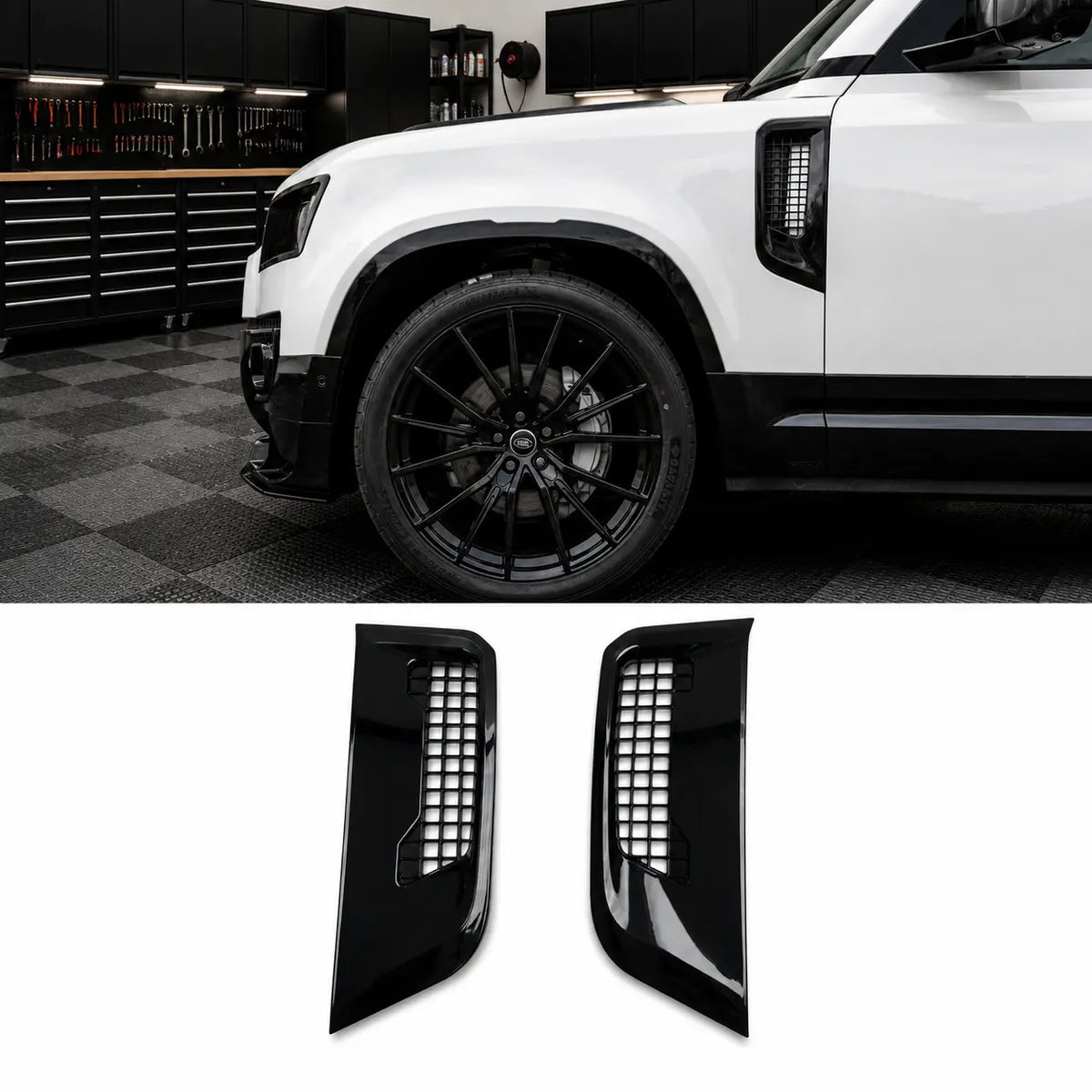 Gloss Black Replacement Side Fender Vents for Land Rover Defender 90/110/130 (L663)