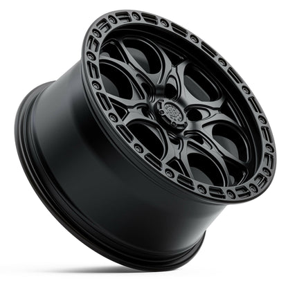 Black Rock Bolt Satin Black 17x8.5 wheel for KGM SsangYong Musso and Rexton, view 3