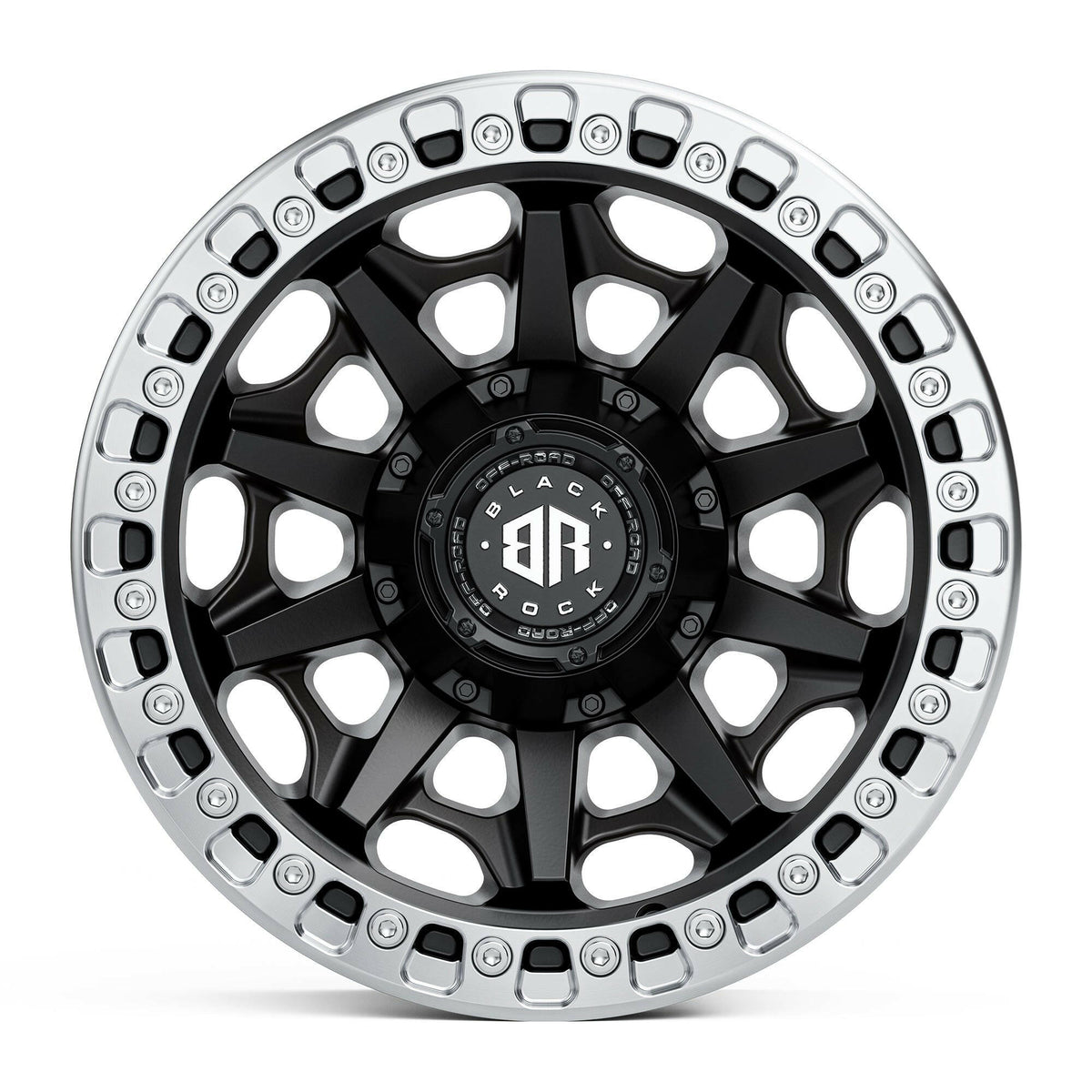 Black Rock Cage Beadlock Satin Black 17x9 wheel for KGM SsangYong Musso and Rexton, view 2