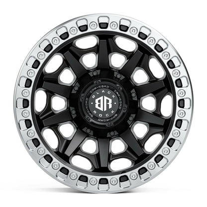 Black Rock Cage Beadlock Satin Black 17x9 wheel for KGM SsangYong Musso and Rexton, view 2