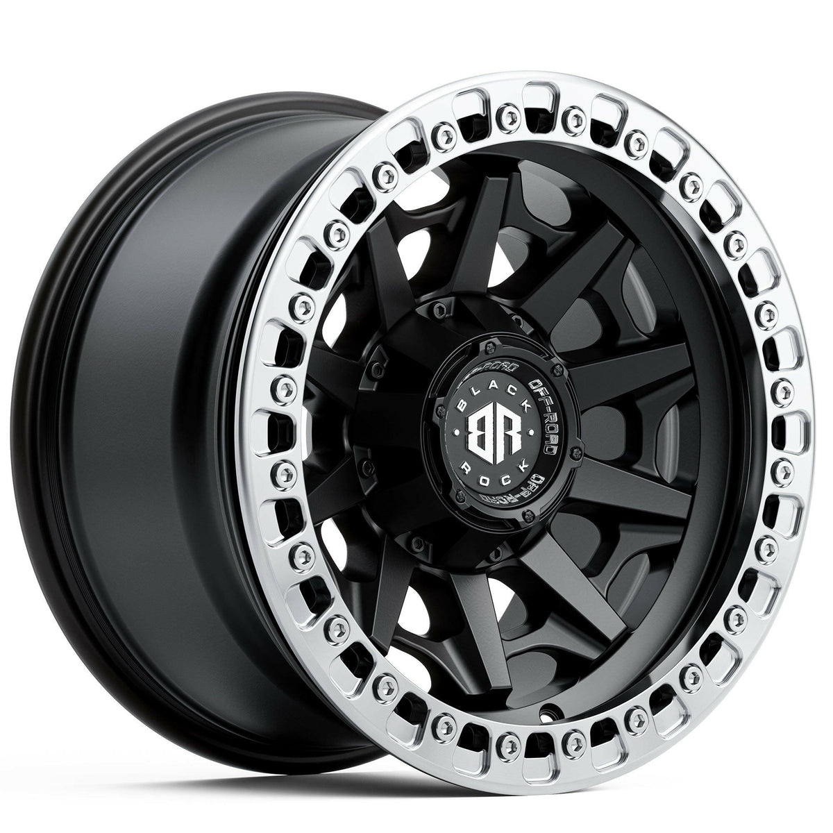Black Rock Cage Beadlock Satin Black 17x9 wheel for KGM SsangYong Musso and Rexton