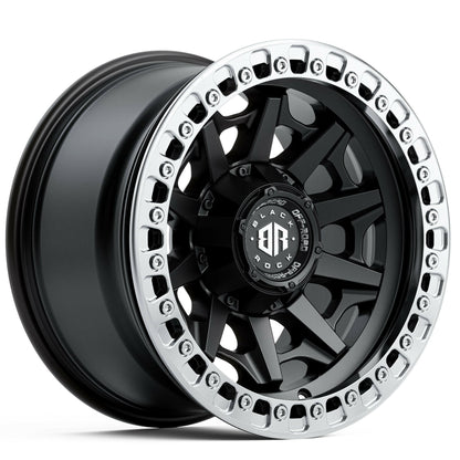 Black Rock Cage Beadlock Satin Black 17x9 wheel for KGM SsangYong Musso and Rexton
