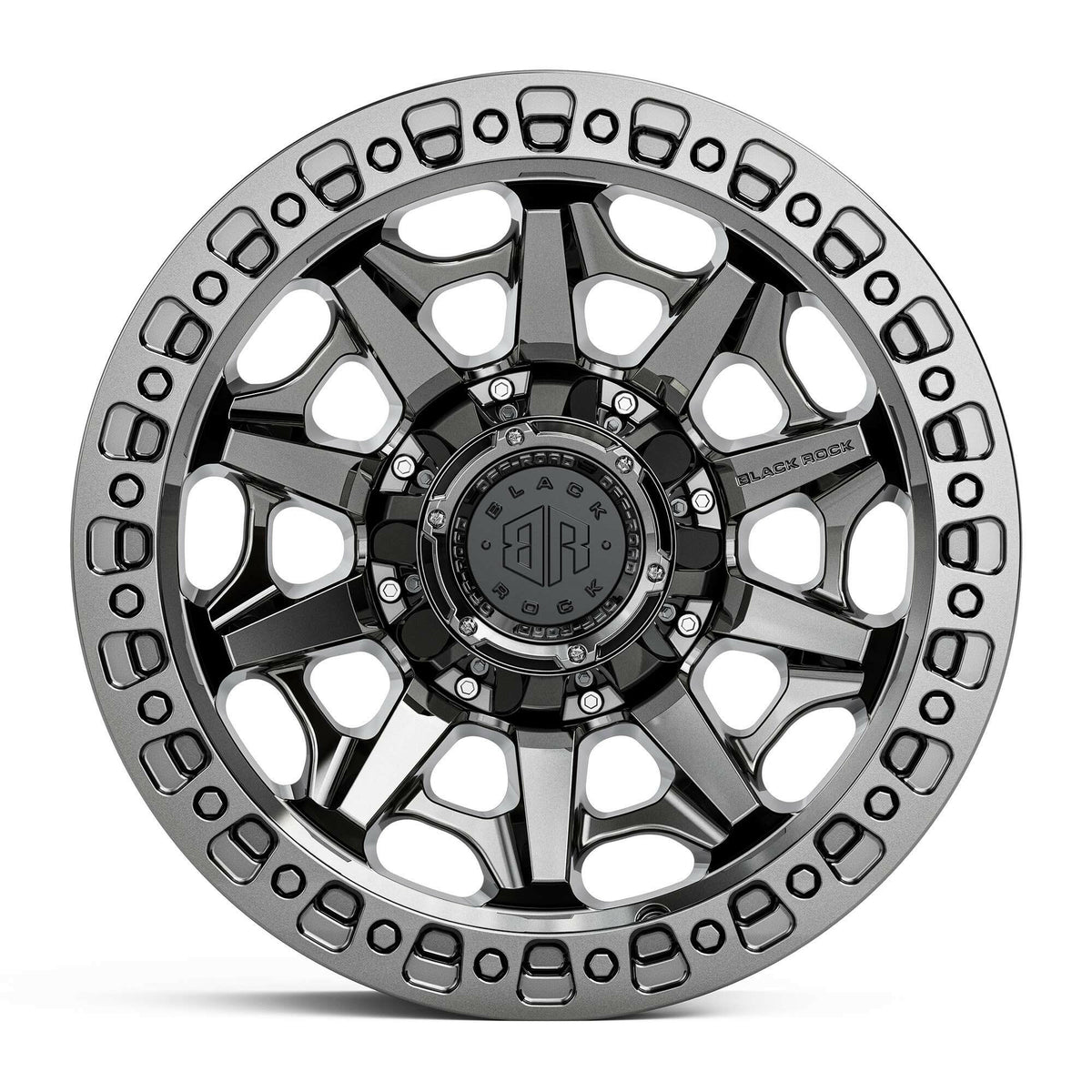 Black Rock Cage Black Chrome 17x9 wheel for KGM SsangYong Musso and Rexton, view 2