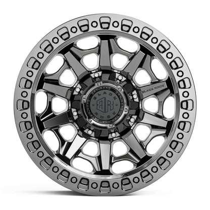 Black Rock Cage Black Chrome 17x9 wheel for KGM SsangYong Musso and Rexton, view 2