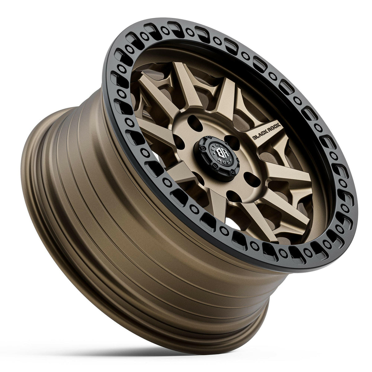 Black Rock Cage Dark Bronze Black Ring 17x8 wheel for KGM SsangYong Musso and Rexton, view 3