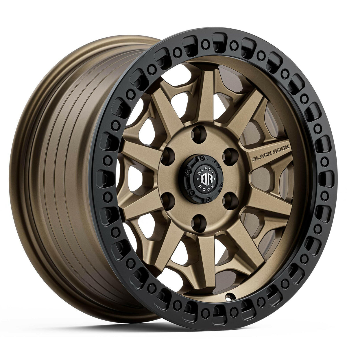 Black Rock Cage Dark Bronze Black Ring 17x8 wheel for KGM SsangYong Musso and Rexton