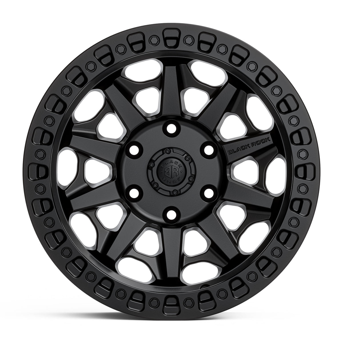 Black Rock Cage Satin Black 17x8 wheel for KGM SsangYong Musso and Rexton, view 2