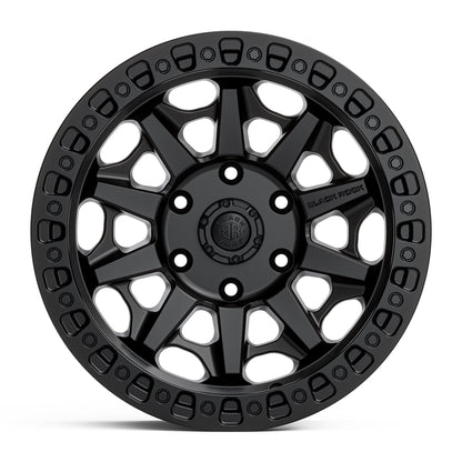 Black Rock Cage Satin Black 17x8 wheel for KGM SsangYong Musso and Rexton, view 2