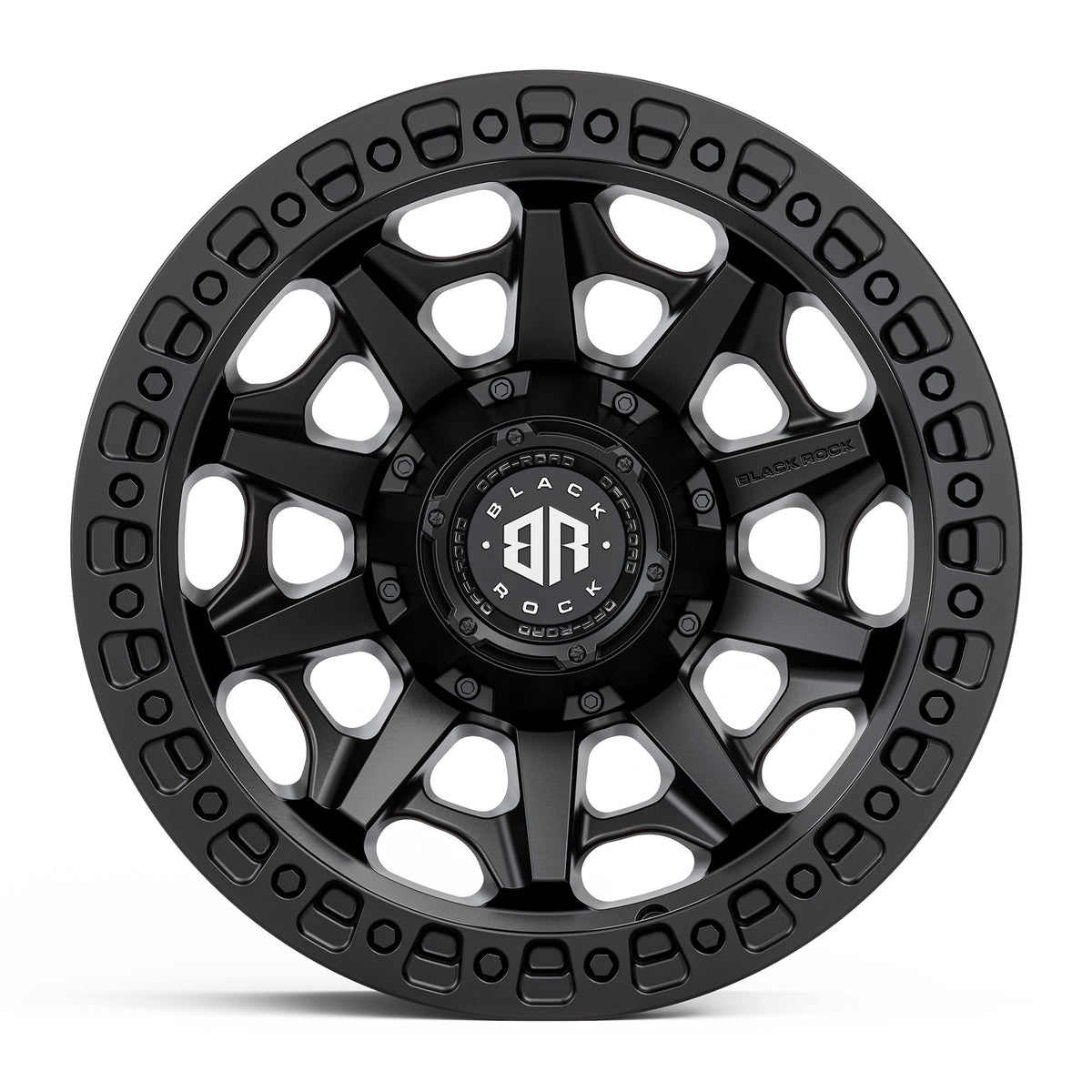 Black Rock Cage Satin Black 17x9 wheel for KGM SsangYong Musso and Rexton, view 2