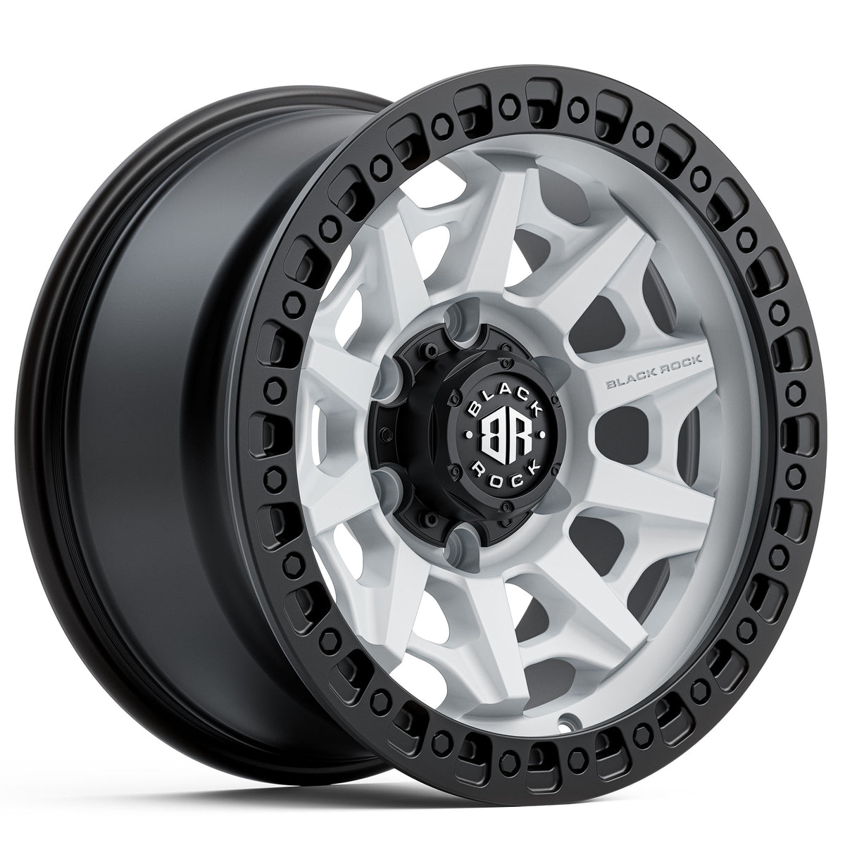 Black Rock Cage Satin White with Black Ring 17x9 6x139.7 wheel for Toyota Prado 250 and Lexus GX550