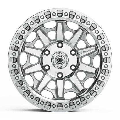 Black Rock Cage Silver Machined 17x8 wheel for KGM SsangYong Musso and Rexton, view 2