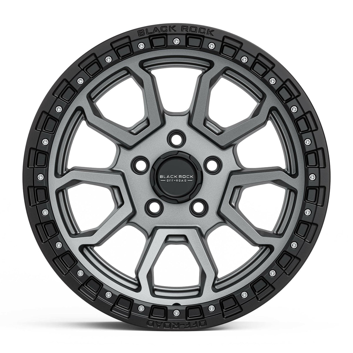 Black Rock Cobra 5S Gunmetal Grey Black Ring 17x9 wheel for KGM SsangYong Musso and Rexton, view 2