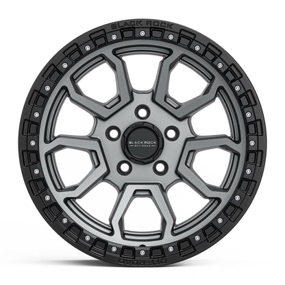 Black Rock Cobra 5S Gunmetal Grey Black Ring 17x9 wheel for KGM SsangYong Musso and Rexton, view 2