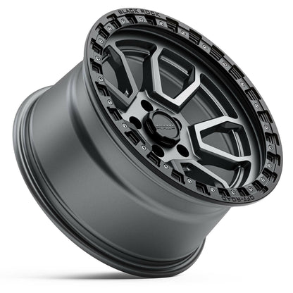 Black Rock Cobra 5S Gunmetal Grey Black Ring 17x9 wheel for KGM SsangYong Musso and Rexton, view 3
